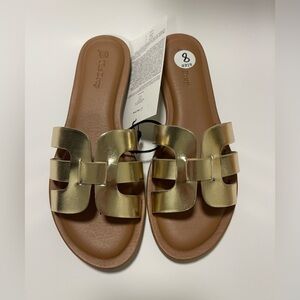 Gold Metallic Slide Sandals